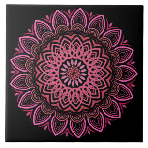 Pink And Coral Mandala Ceramic Tile