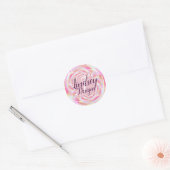 Pink and Coral Monogram Name  Classic Round Sticker (Envelope)