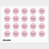 Pink and Coral Monogram Name  Classic Round Sticker (Sheet)
