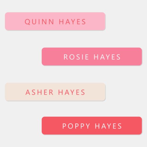 Pink And Coral Name Labels