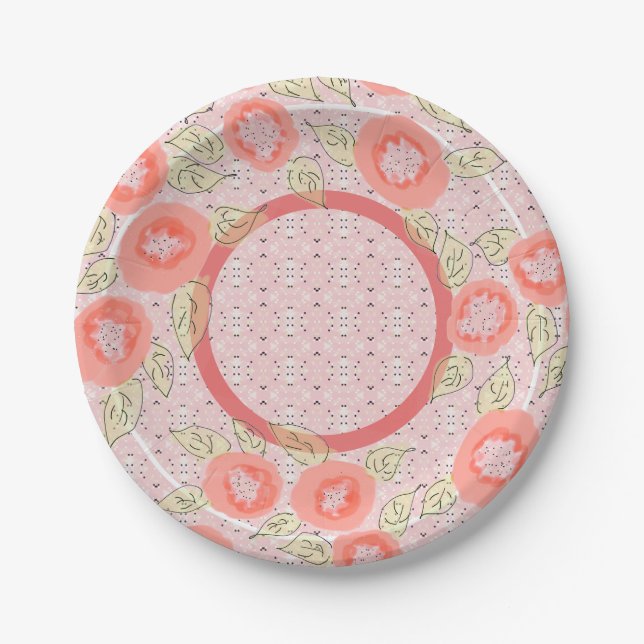 Pink and Coral Paper Plates (Front)
