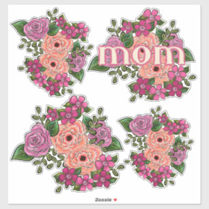 Pink and Coral Roses Mother's Day Sticker