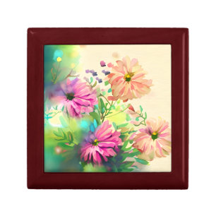 Pink and Coral Vintage Flowers Gift Box