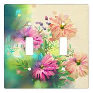 Pink and Coral Vintage Flowers  Light Switch Cover