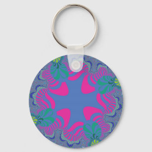 Pink and Cornflower Blue Cross Keychain
