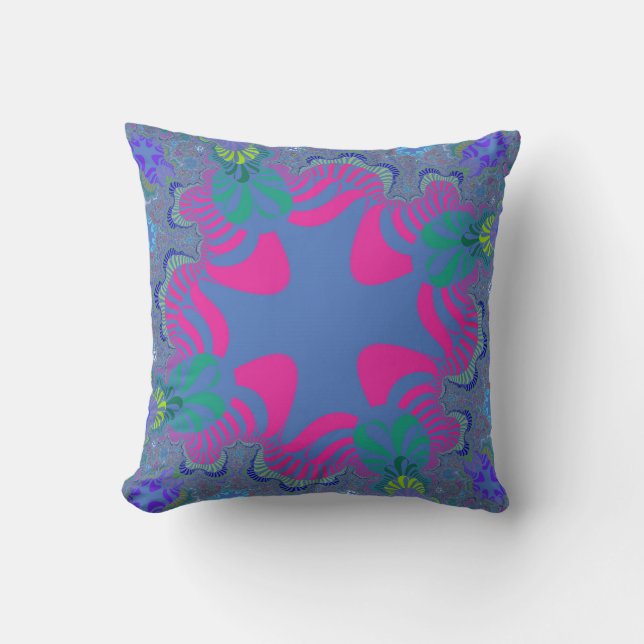 Pink and Cornflower Blue Cross Throw Pillow (Front)