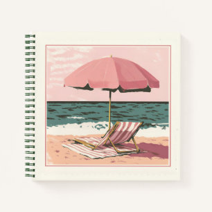 Pink and Cream Beach Chair and Umbrella Notebook