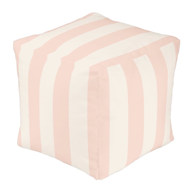 Pink and Cream Bold Stripe Pouf (Angled Back)