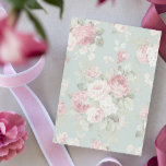 Pink and cream cabbage roses on aqua<br><div class="desc">Feminine letterhead</div>