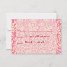 Pink and Cream Carnation Vintage Print RSVP Card