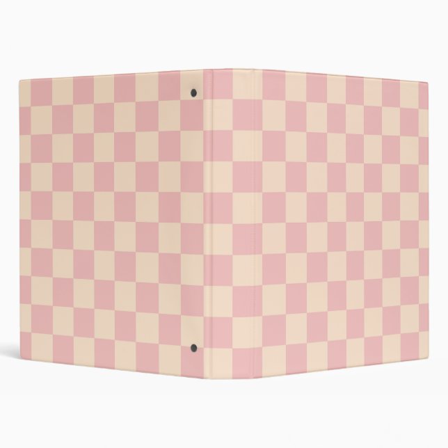 Pink and Cream Checkerboard 3 Ring Binder (Background)