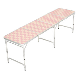 Pink and Cream Checkerboard Beer Pong Table
