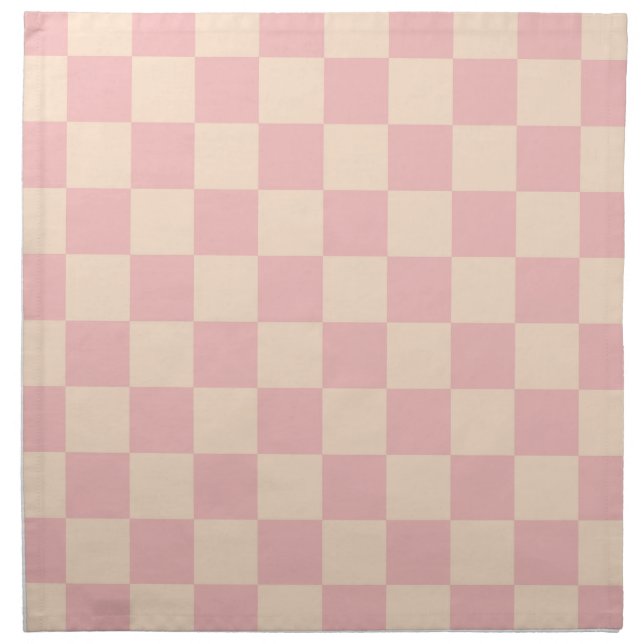 Pink and Cream Checkerboard Cloth Napkin (Front)