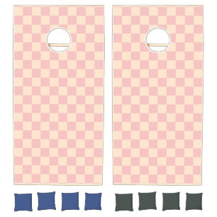 Pink and Cream Checkerboard Cornhole Set