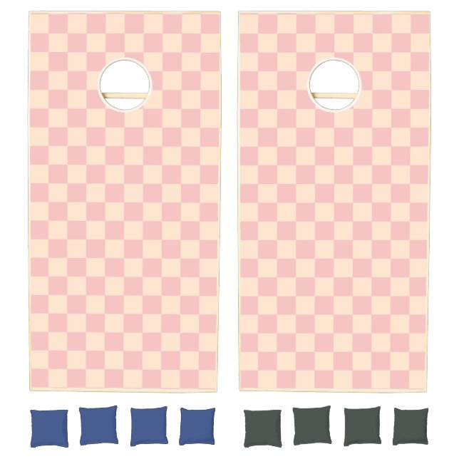 Pink and Cream Checkerboard Cornhole Set (Set)