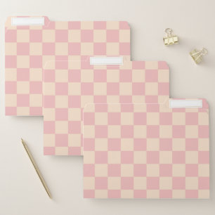 Pink and Cream Checkerboard File Folder