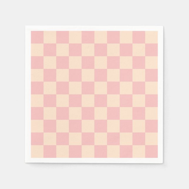 Pink and Cream Checkerboard Napkins (Front)
