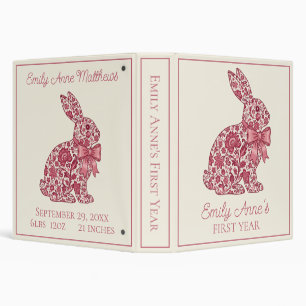 Pink and Cream Chinoiserie Rabbit Scrapbook 3 Ring Binder