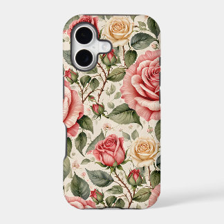 Pink and Cream Classic Rosebuds  iPhone 17 Case