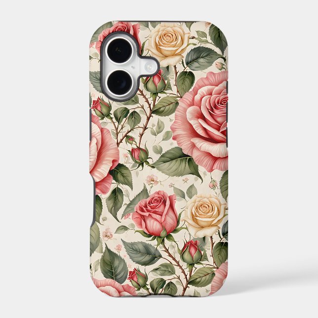Pink and Cream Classic Rosebuds  Case-Mate iPhone Case (Back)