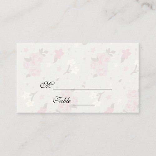 Pink and Cream Green Spring Flowers Placecards Business Card Templates