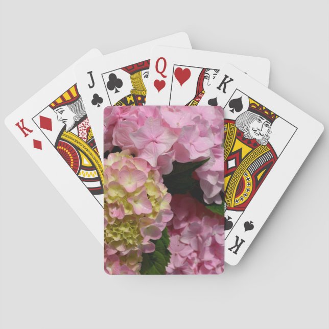 Pink and Cream Hydrangeas Poker Cards (Back)