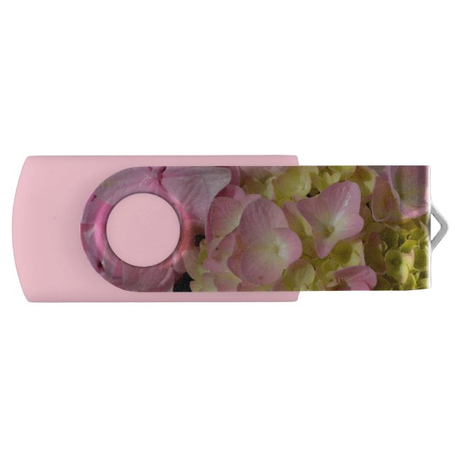 Pink and Cream Hydrangeas USB Flash Drive (Front)