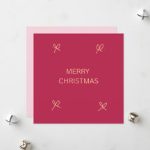 Pink and Cream Illustrated Bow Merry Christmas