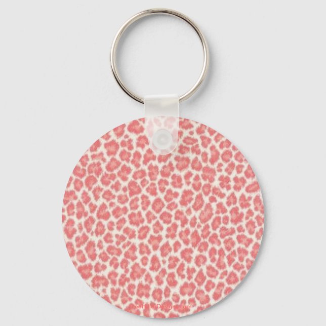 Pink and Cream Leopard Print Gifts Keychain (Front)
