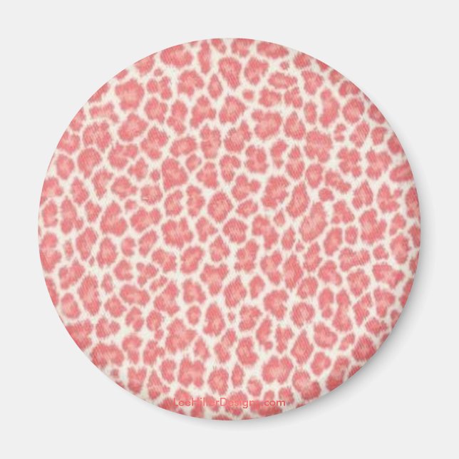 Pink and Cream Leopard Print Gifts Magnet (Front)