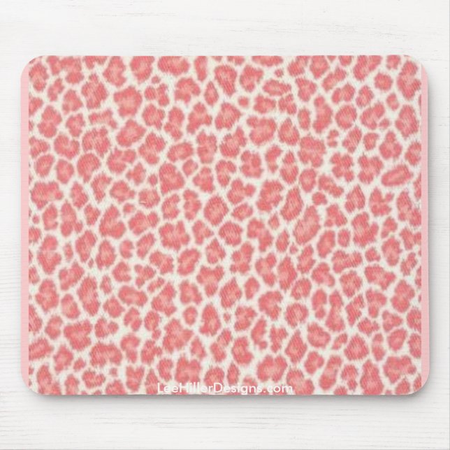 Pink and Cream Leopard Print Gifts Mouse Pad (Front)