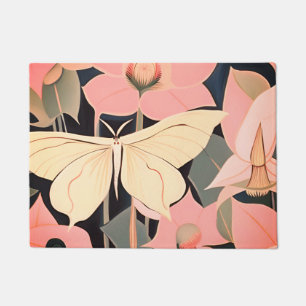 Pink and Cream - Luna Moth and Moonflowers   Doormat