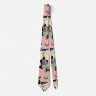 Pink and Cream - Luna Moth and Moonflowers   Neck Tie