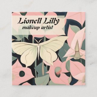 Pink and Cream - Luna Moth and Moonflowers  