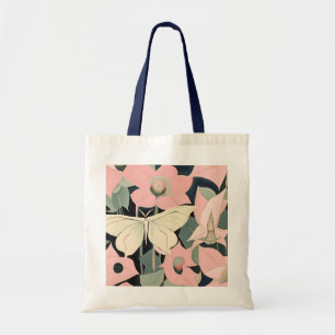 Pink and Cream - Luna Moth and Moonflowers   Tote Bag