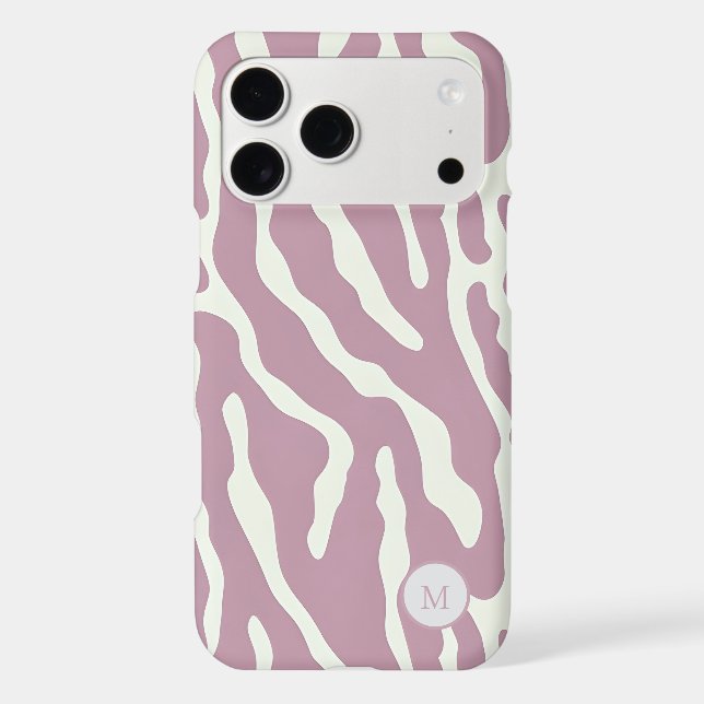 Pink and cream Modern Abstract Wavy Lines Pattern  Case-Mate iPhone Case (Back)