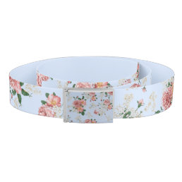 Pink and Cream on Blue Vintage Floral    Belt