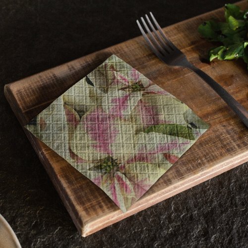 Pink and Cream Poinsettias Floral Napkins