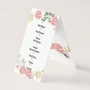 Pink and Cream Roses Modern Floral Wedding Business Card