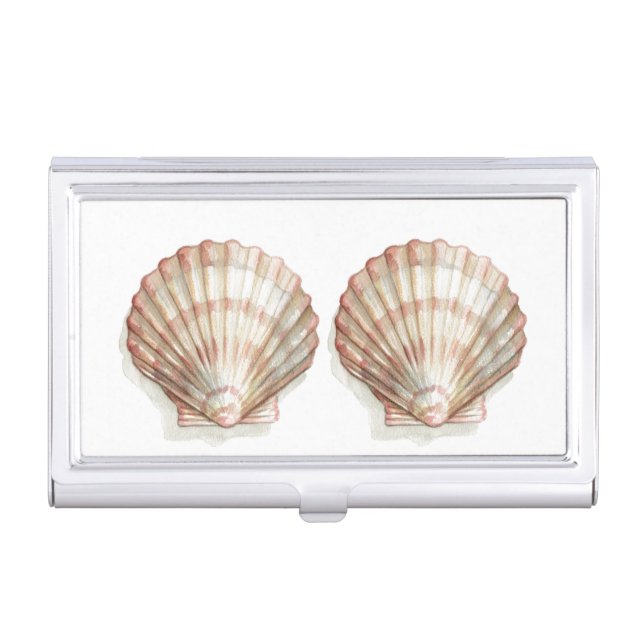Pink and Cream Seashell Business Card Case (Front)