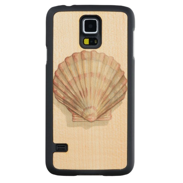 Pink and Cream Seashell Carved Maple Galaxy S5 Slim Case (Back)