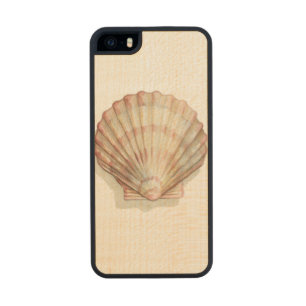 Pink and Cream Seashell Wood iPhone SE/5/5s Case