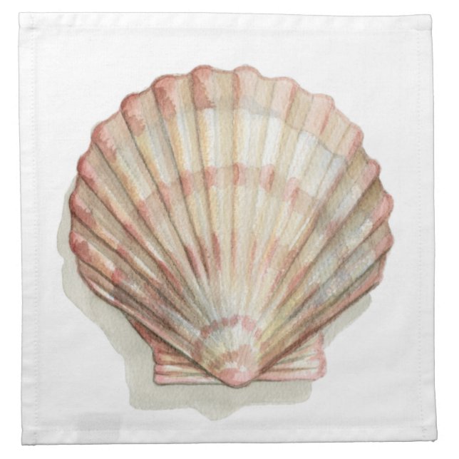 Pink and Cream Seashell Cloth Napkin (Front)
