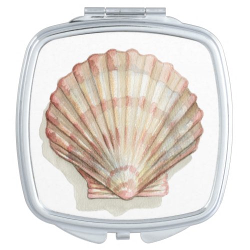 Pink and Cream Seashell Compact Mirror