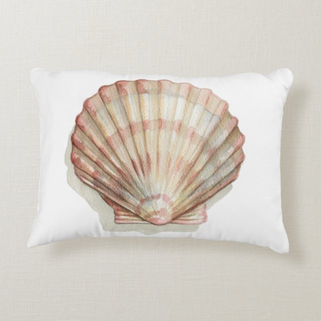 Pink and Cream Seashell Decorative Pillow (Back)