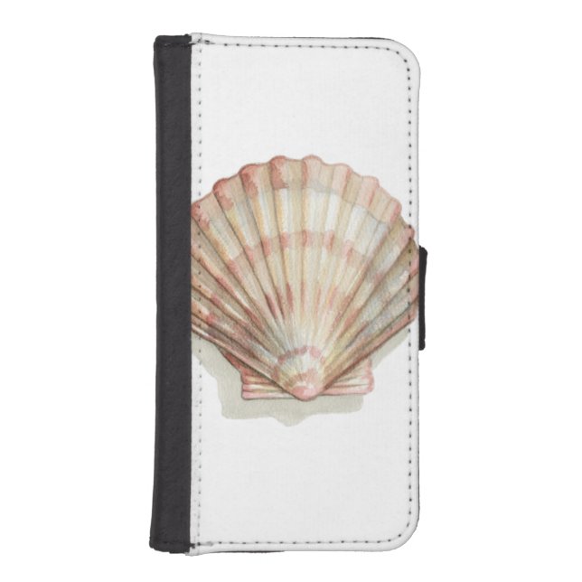 Pink and Cream Seashell iPhone Wallet Case (Front)