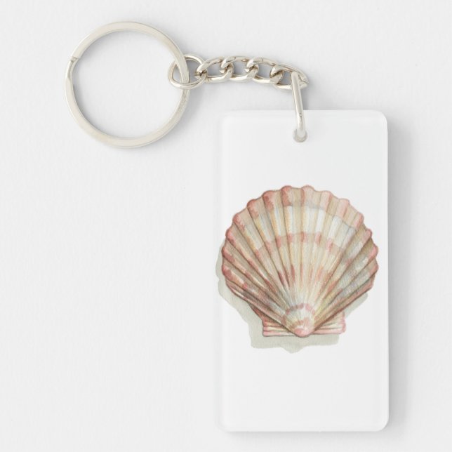 Pink and Cream Seashell Keychain (Front)