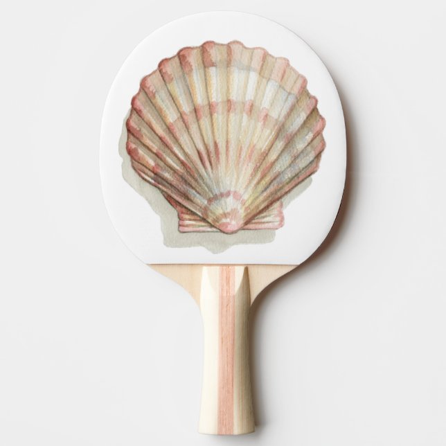 Pink and Cream Seashell Ping Pong Paddle (Front)