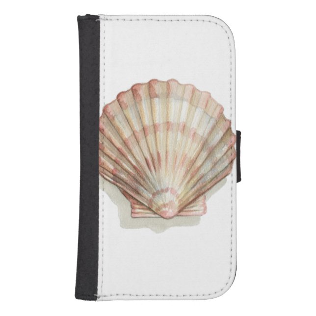 Pink and Cream Seashell Samsung Galaxy Wallet Case (Front)
