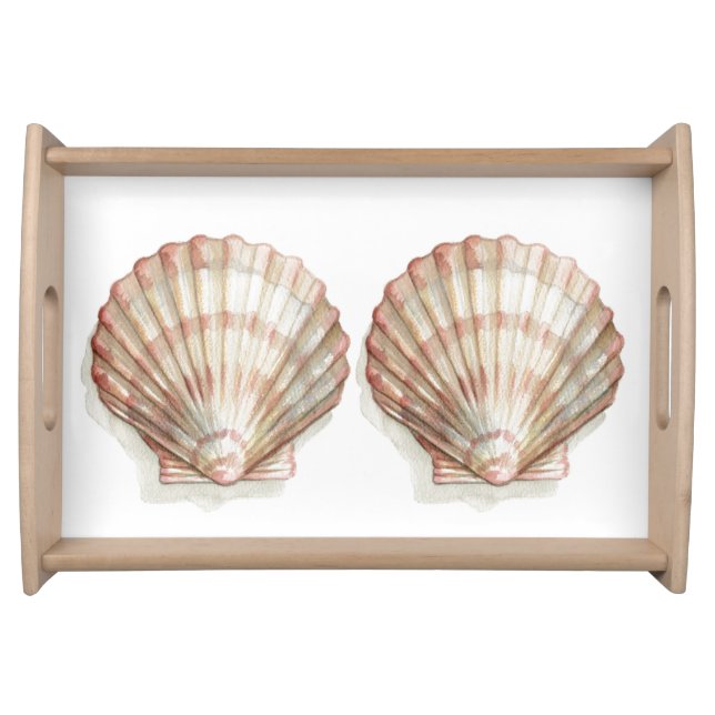 Pink and Cream Seashell Serving Tray (Front)
